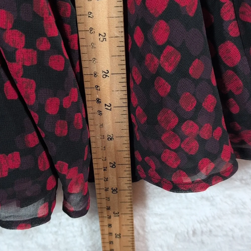 548-Anthropologie Red‎ and Black Off-Shoulder Blouse - Picture 6 of 6